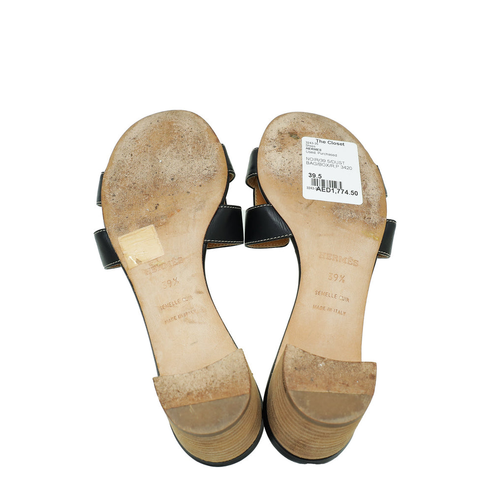 Hermes Noir Oasis Sandal 39.5
