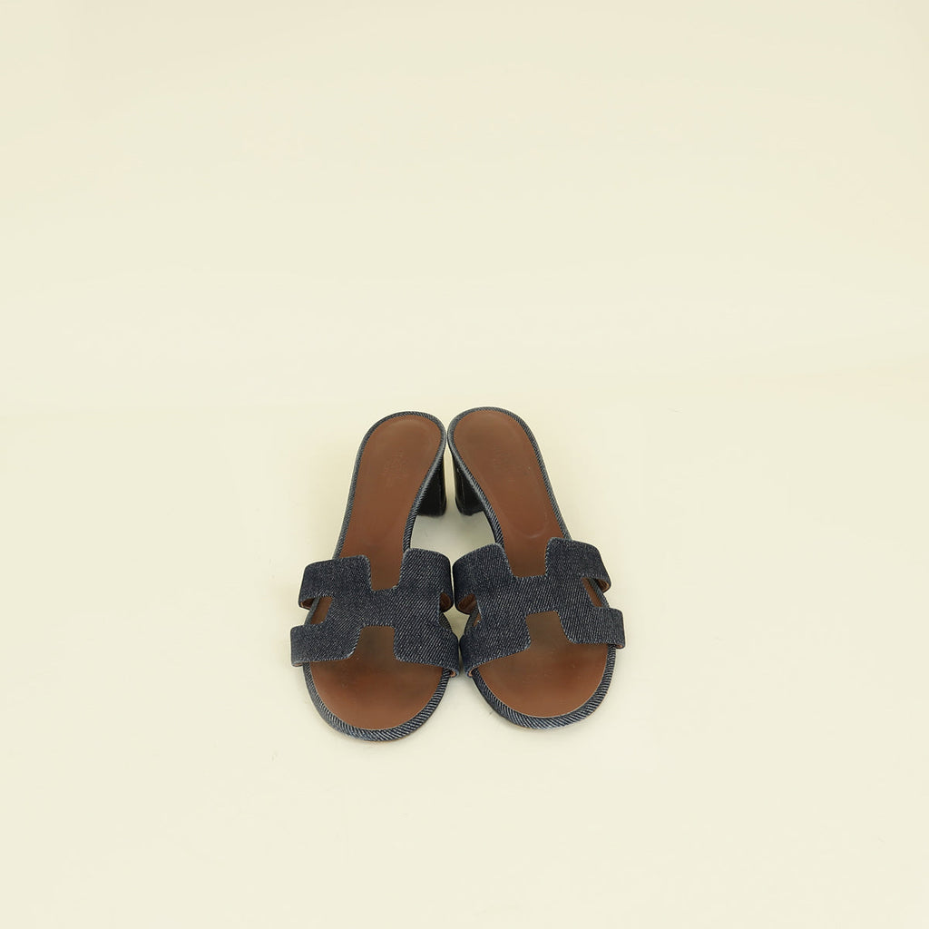 Hermes Bleu Brut Oasis Denim Sandal 39.5
