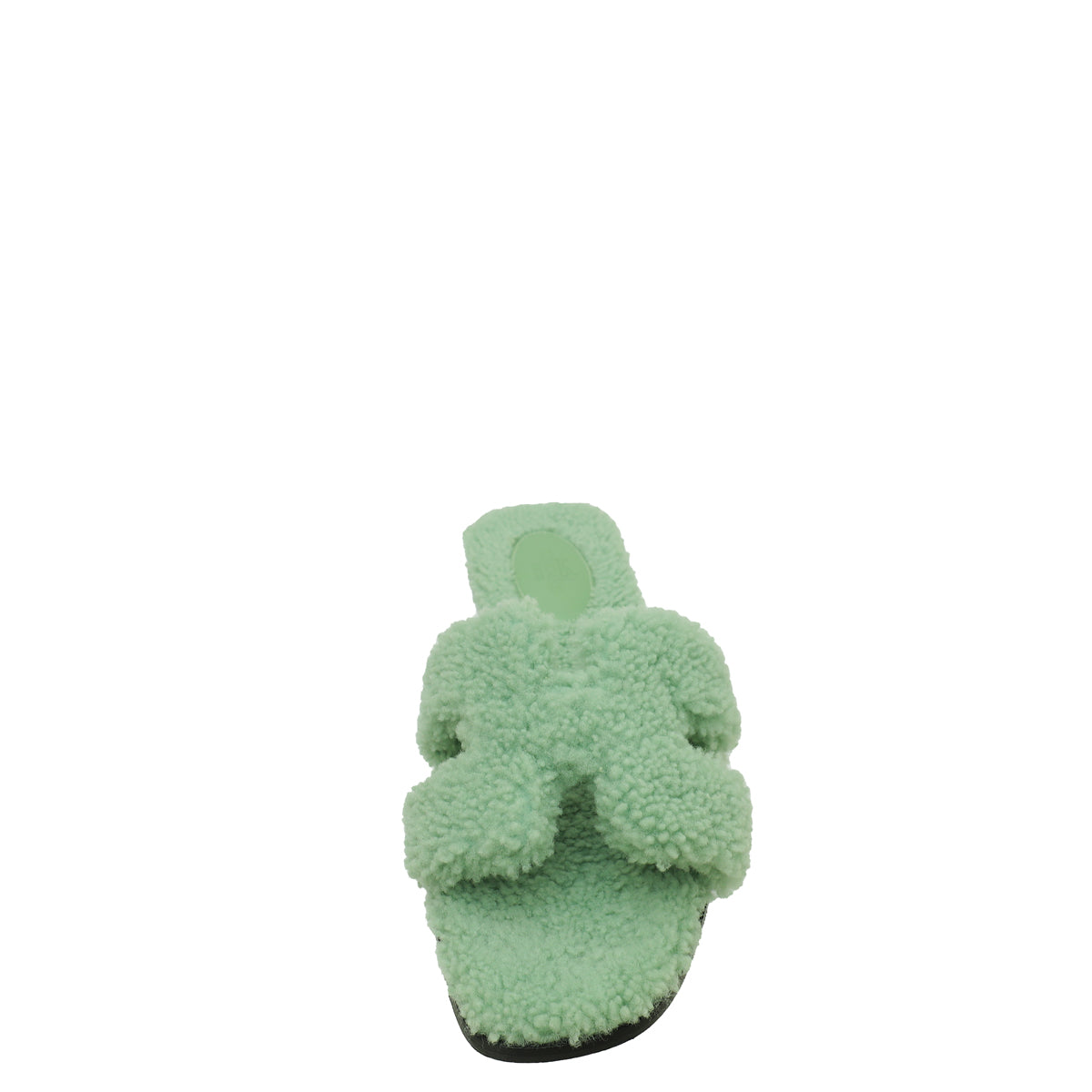Hermes Vert D'eau Oran Shearling Wool Sandal 39.5