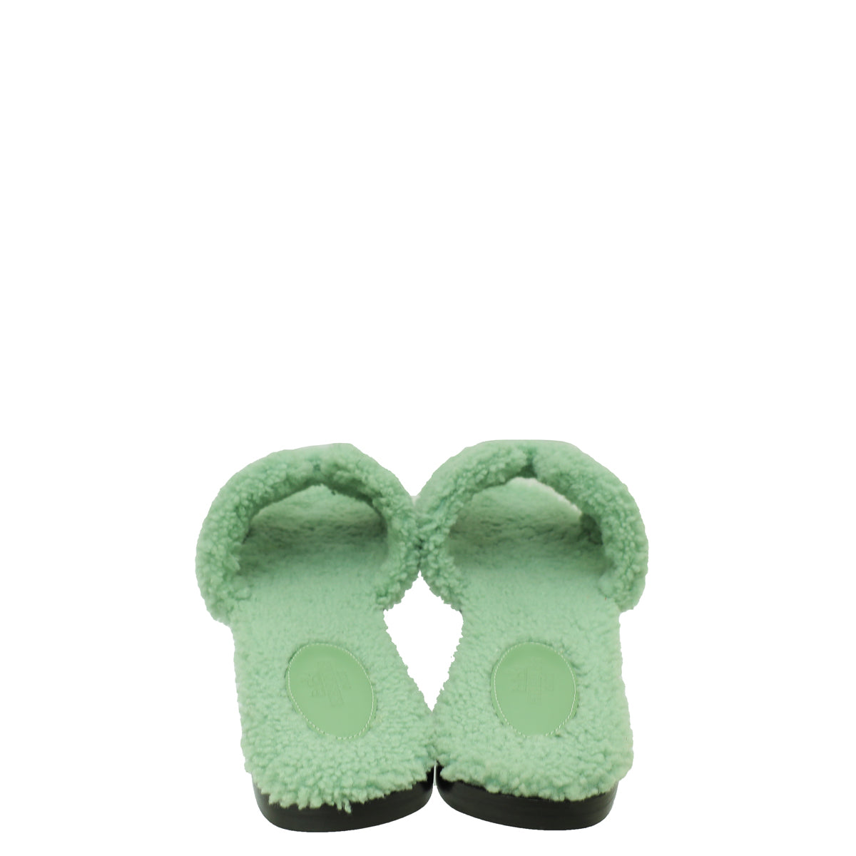 Hermes Vert D'eau Oran Shearling Wool Sandal 39.5