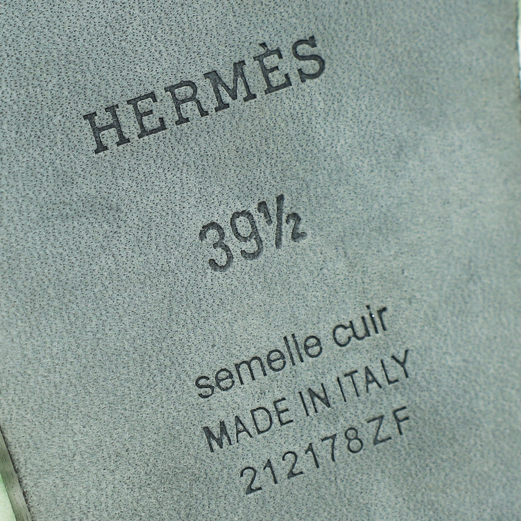 Hermes Vert D'eau Oran Shearling Wool Sandal 39.5