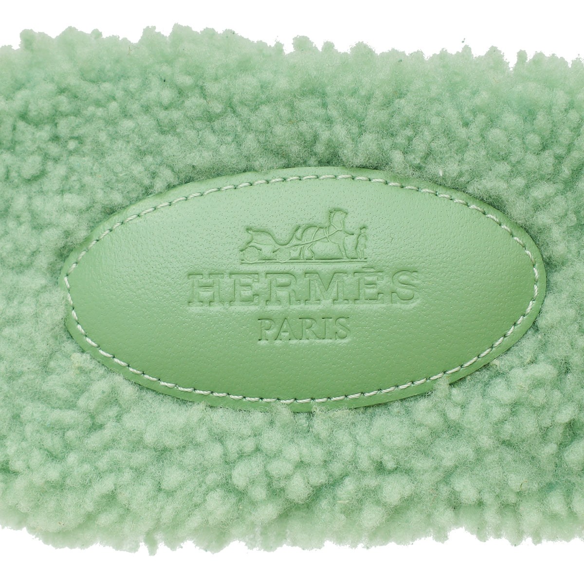 Hermes Vert D'eau Oran Shearling Wool Sandal 39.5