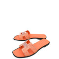 Hermes Orange Joey Goatskin Crystal Oran Sandal 39.5