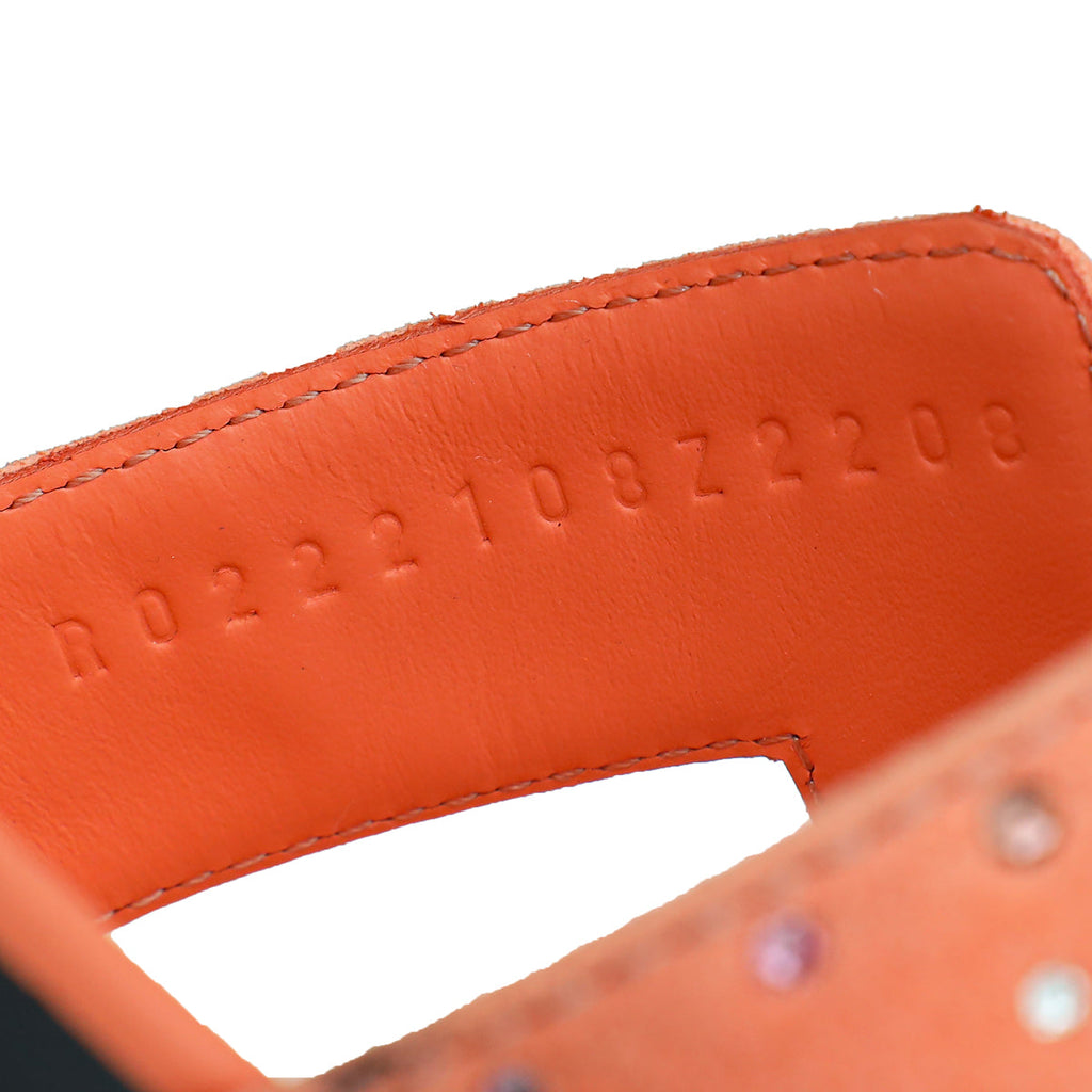 Hermes Orange Joey Goatskin Crystal Oran Sandal 39.5