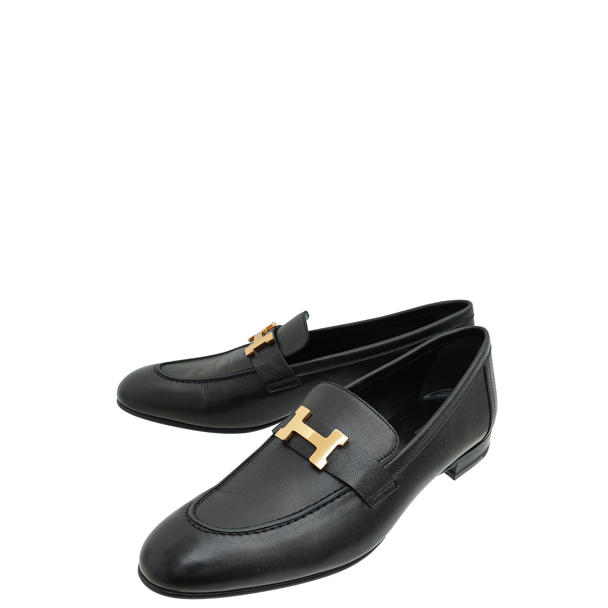 Hermes Noir Paris Goatskin Loafer 39.5