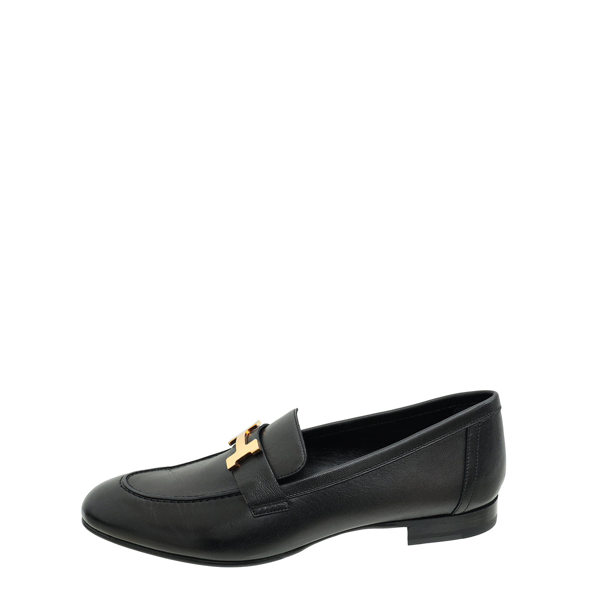 Hermes Noir Paris Goatskin Loafer 39.5