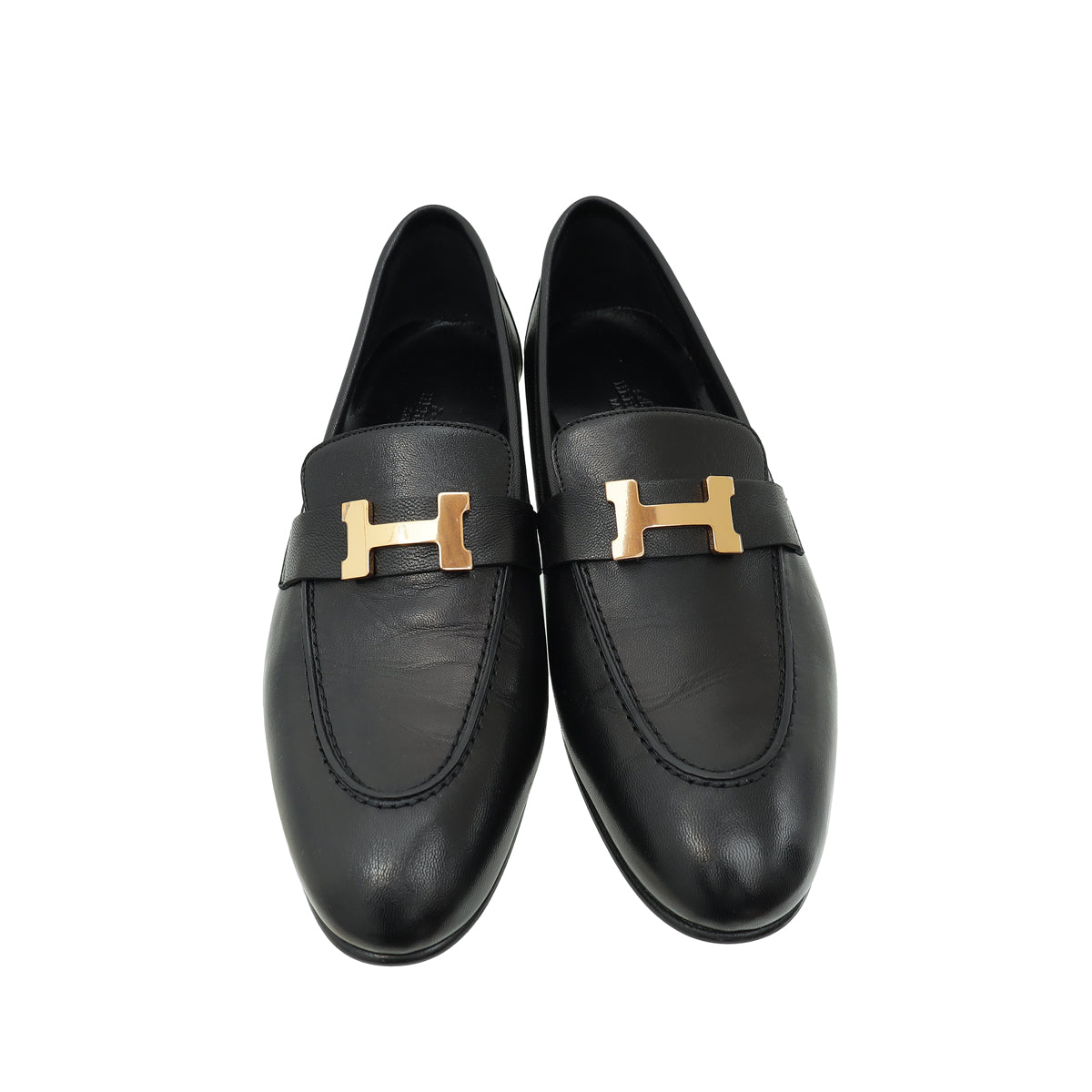 Hermes Noir Paris Goatskin Loafer 39.5