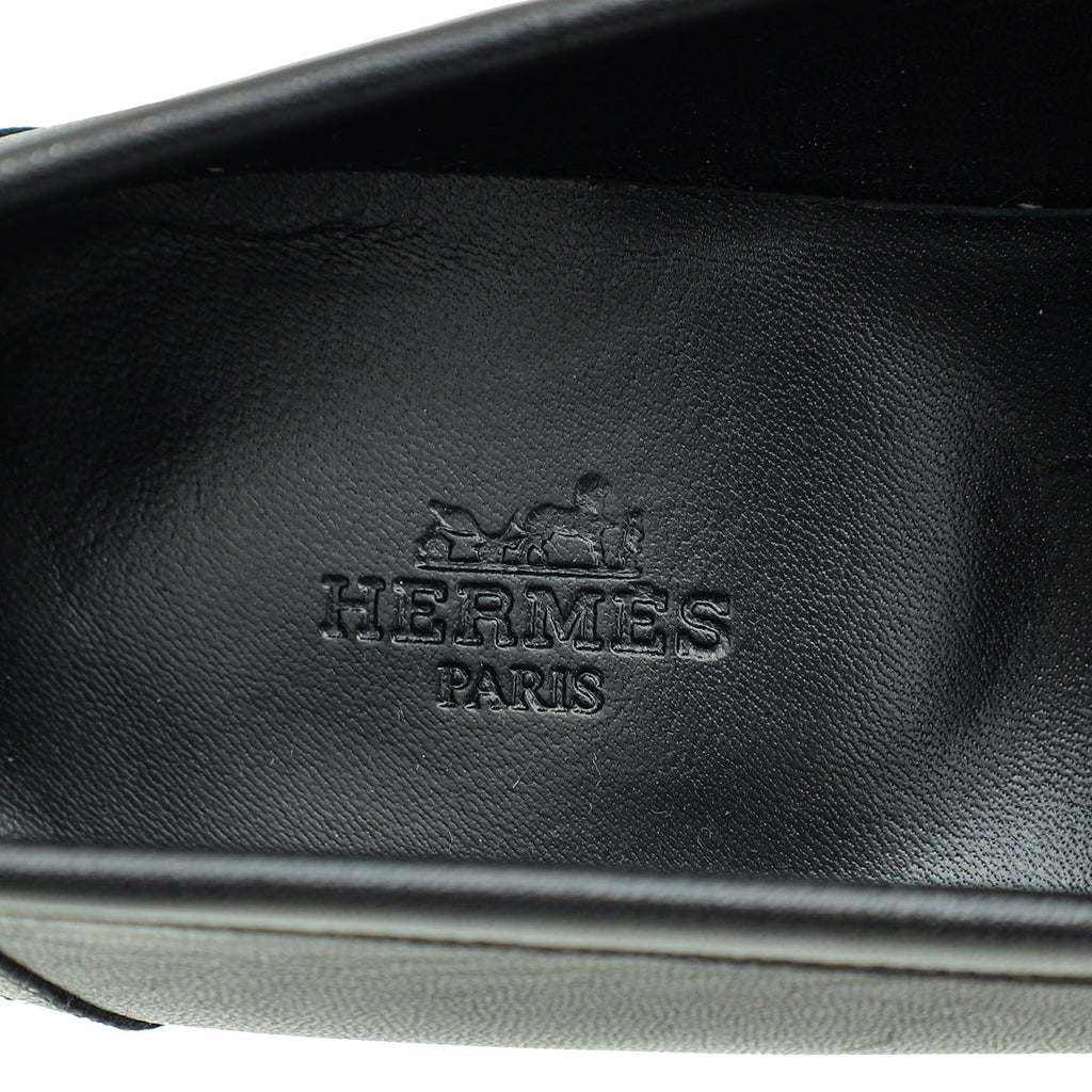 Hermes Noir Paris Goatskin Loafer 39.5