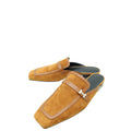 Hermes Brun Amourette Goatskin Suede Groupie Mules 39.5