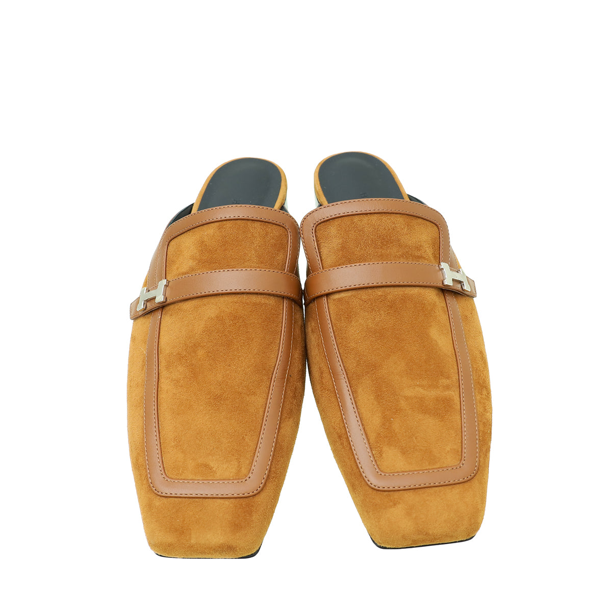 Hermes Brun Amourette Goatskin Suede Groupie Mules 39.5