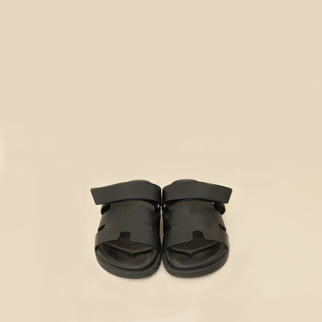 Hermes Black Chypre Sandals 39