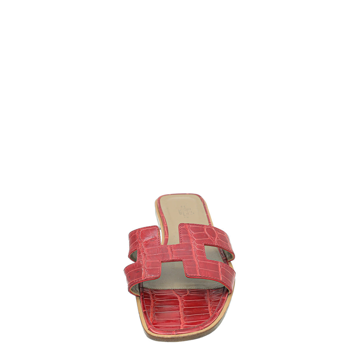 Hermes Rouge Shiny Alligator Oran Mississippiensis Sandal 39