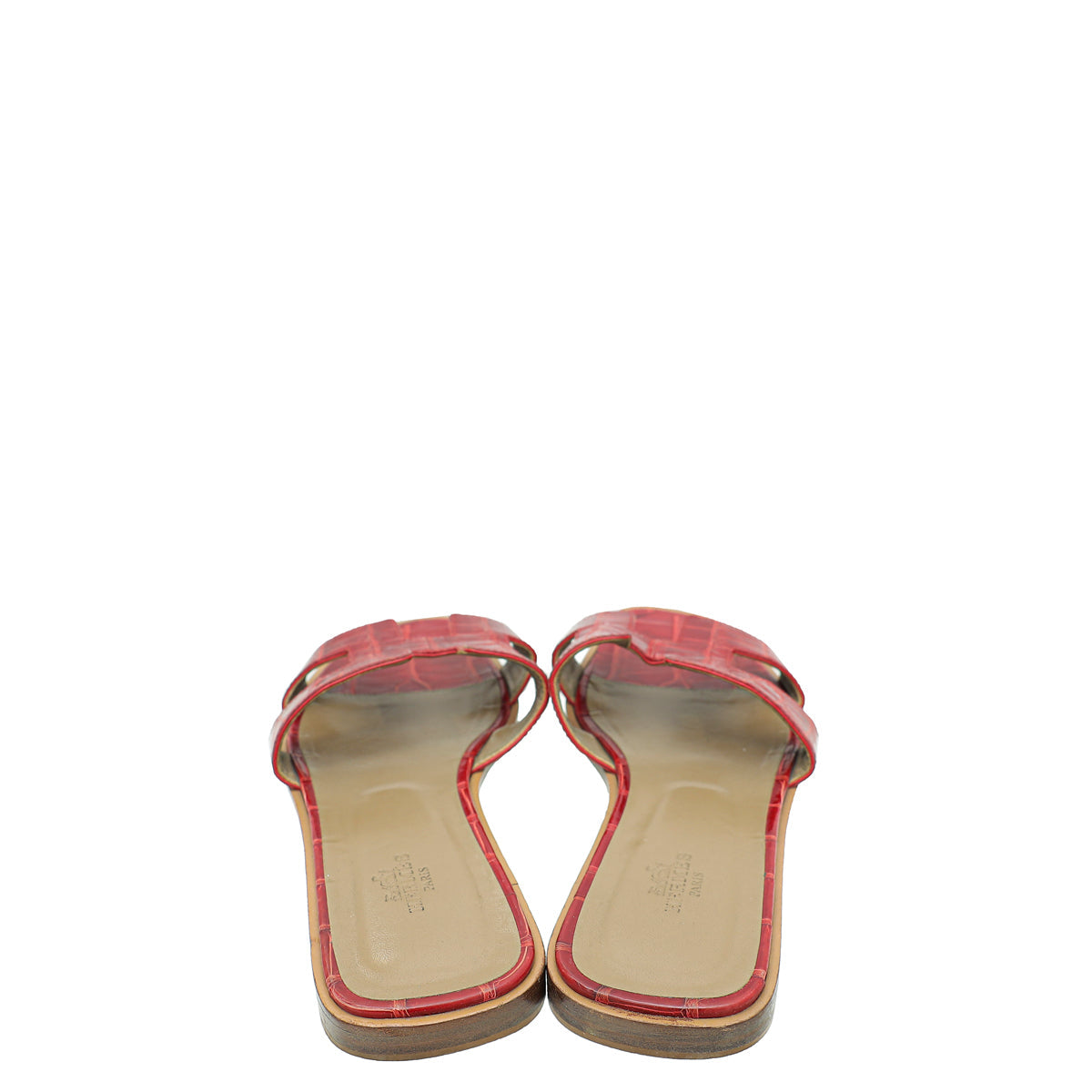 Hermes Rouge Shiny Alligator Oran Mississippiensis Sandal 39