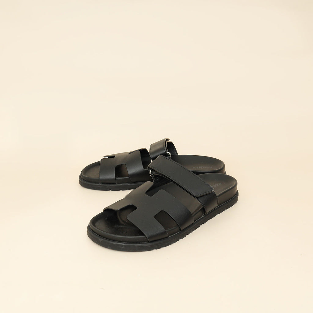 Hermes Noir Chypre Sandal 39