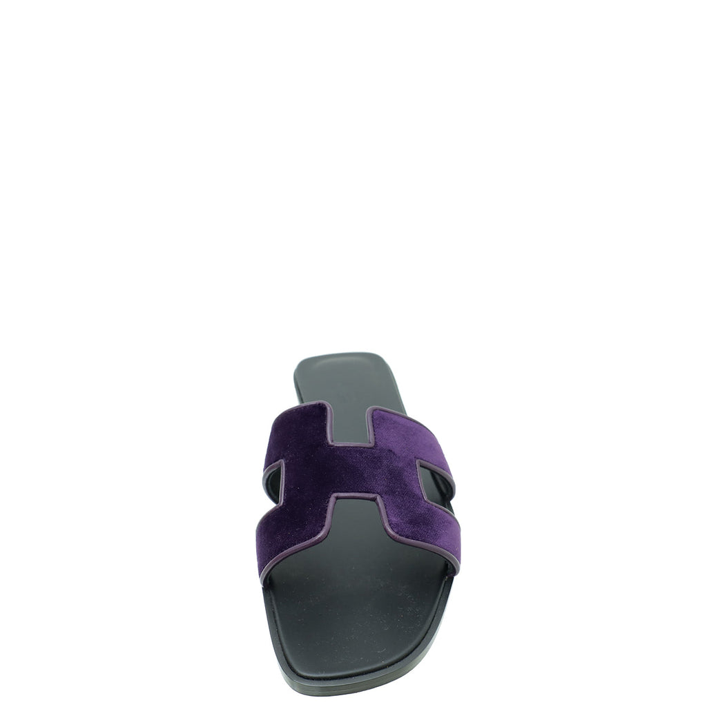 Hermes Bicolor Velvet Oran Sandal 39