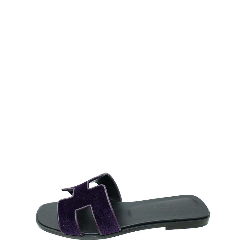 Hermes Bicolor Velvet Oran Sandal 39
