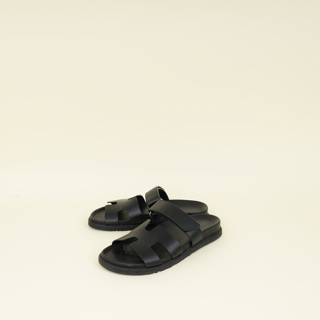 Hermes Noir Chypre Sandal 39
