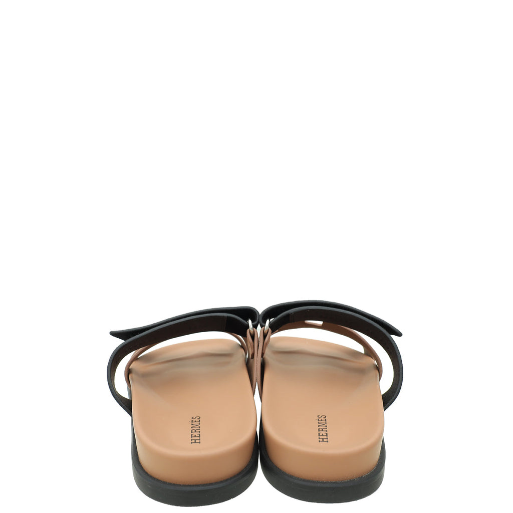 Hermes Bicolor Goatskin Suede Chypre Sandal 39