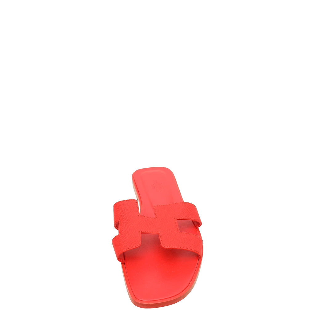 Hermes Rouge Grenadine Oran Sandals 39