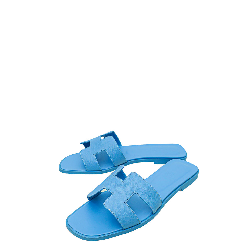 Hermes Bleu Bleuet Oran Sandal 39