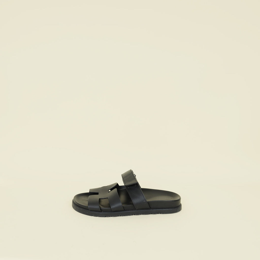 Hermes Noir Chypre Sandal 39