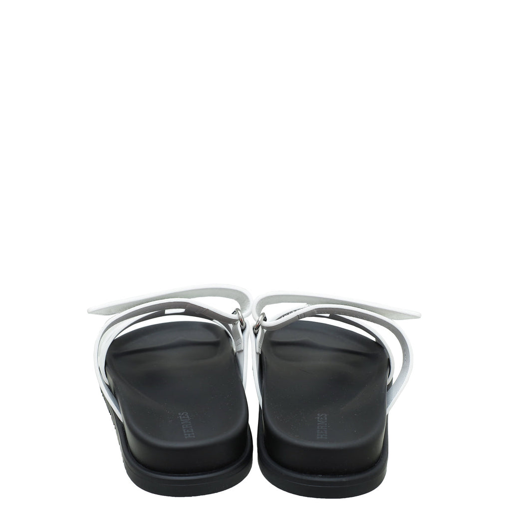 Hermes Blanc Chypre Sandals 39