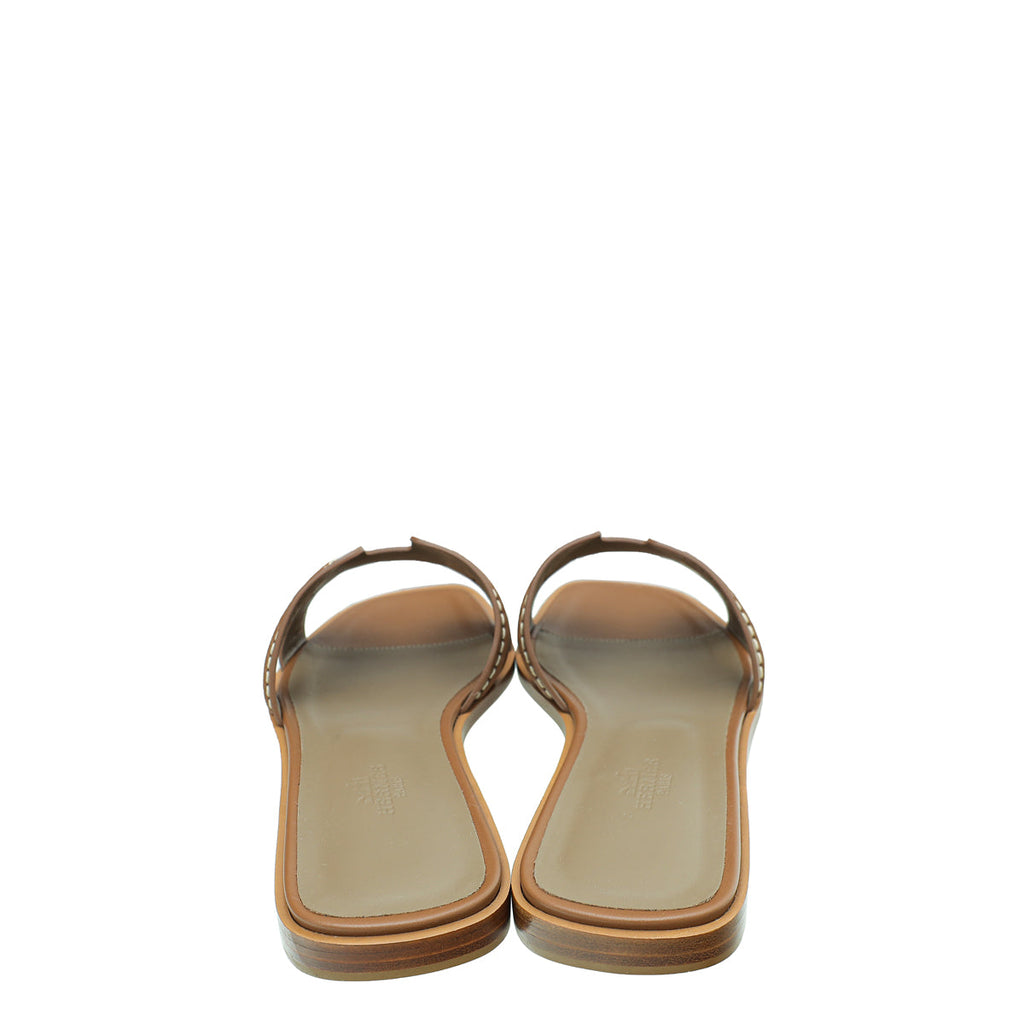 Hermes Gold Oran Pique Sandals 39