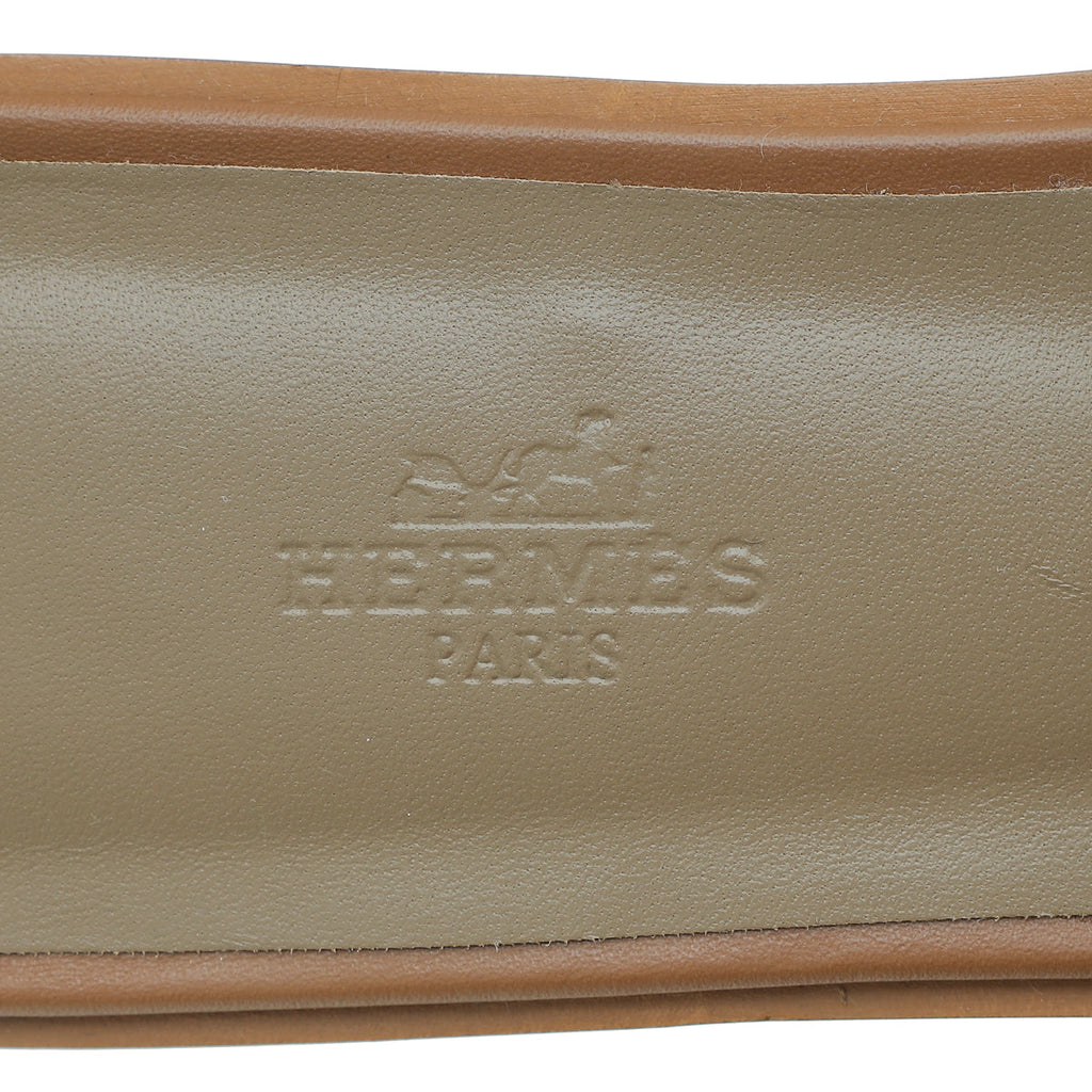 Hermes Gold Oran Pique Sandals 39