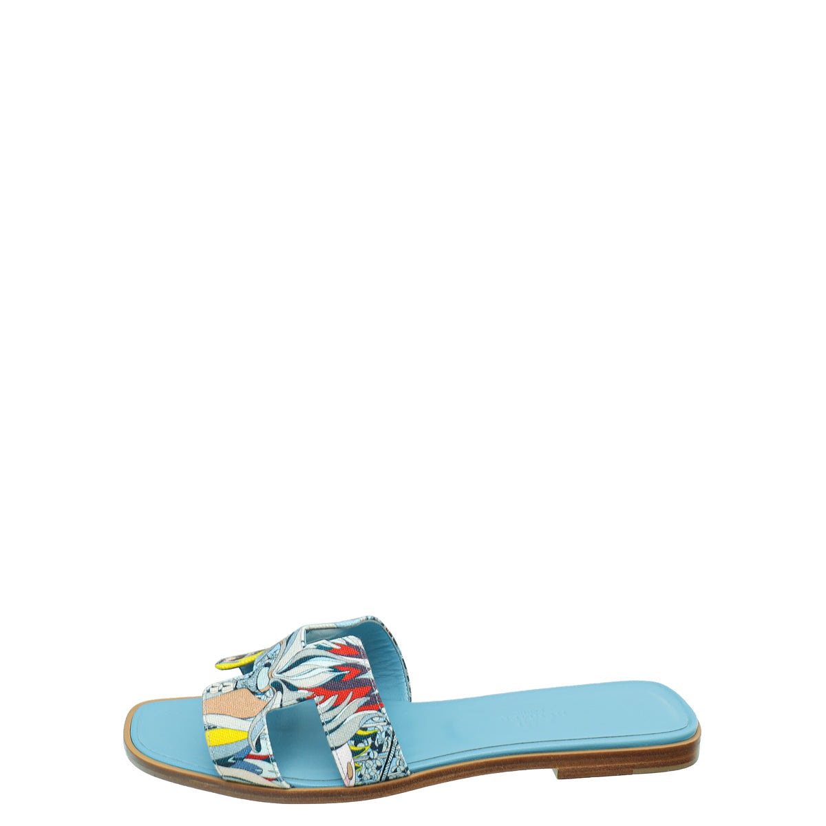 Hermes Bleu Dorse Fantaisie Botanique Oran Sandal 39