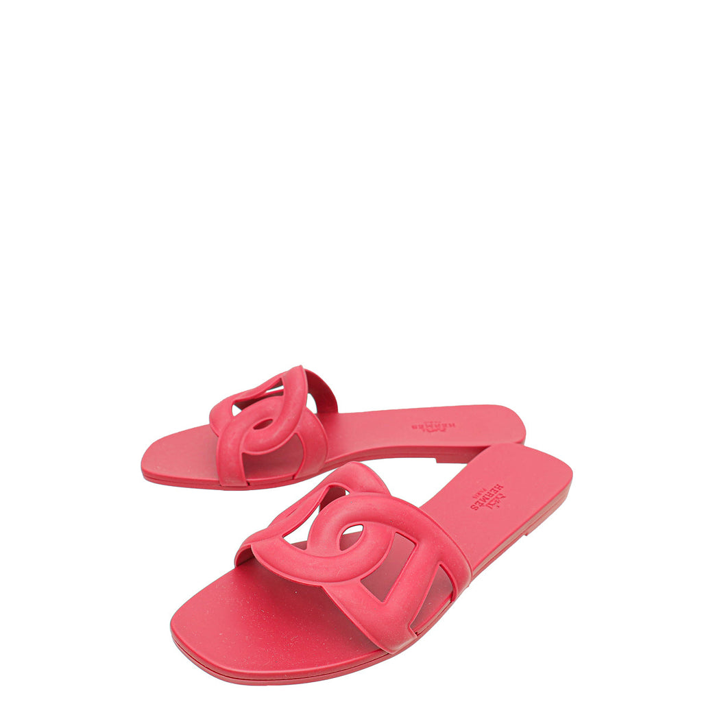 Hermes Rose Baie Rubber Aloha Sandals 39