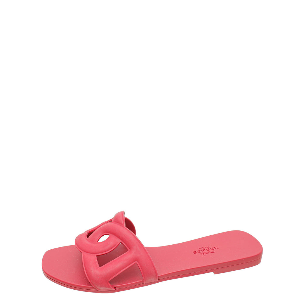 Hermes Rose Baie Rubber Aloha Sandals 39