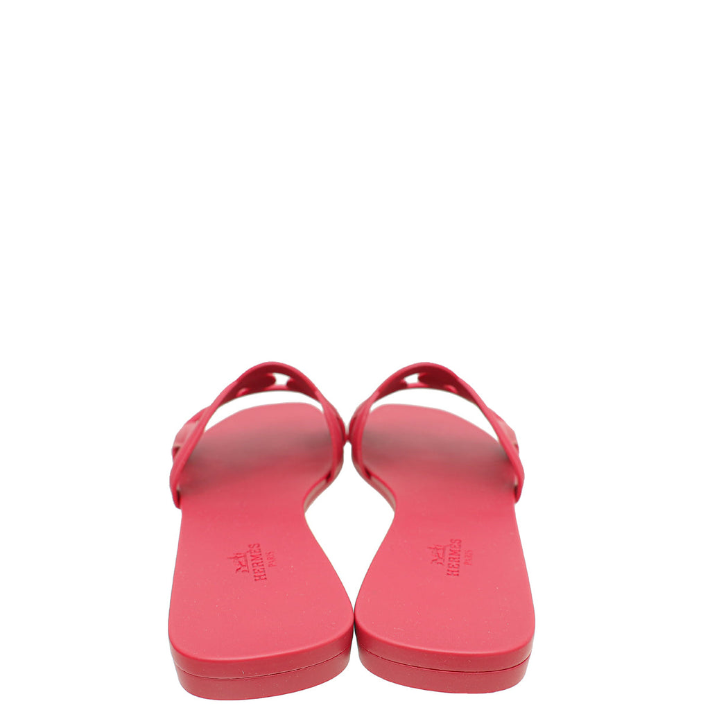 Hermes Rose Baie Rubber Aloha Sandals 39