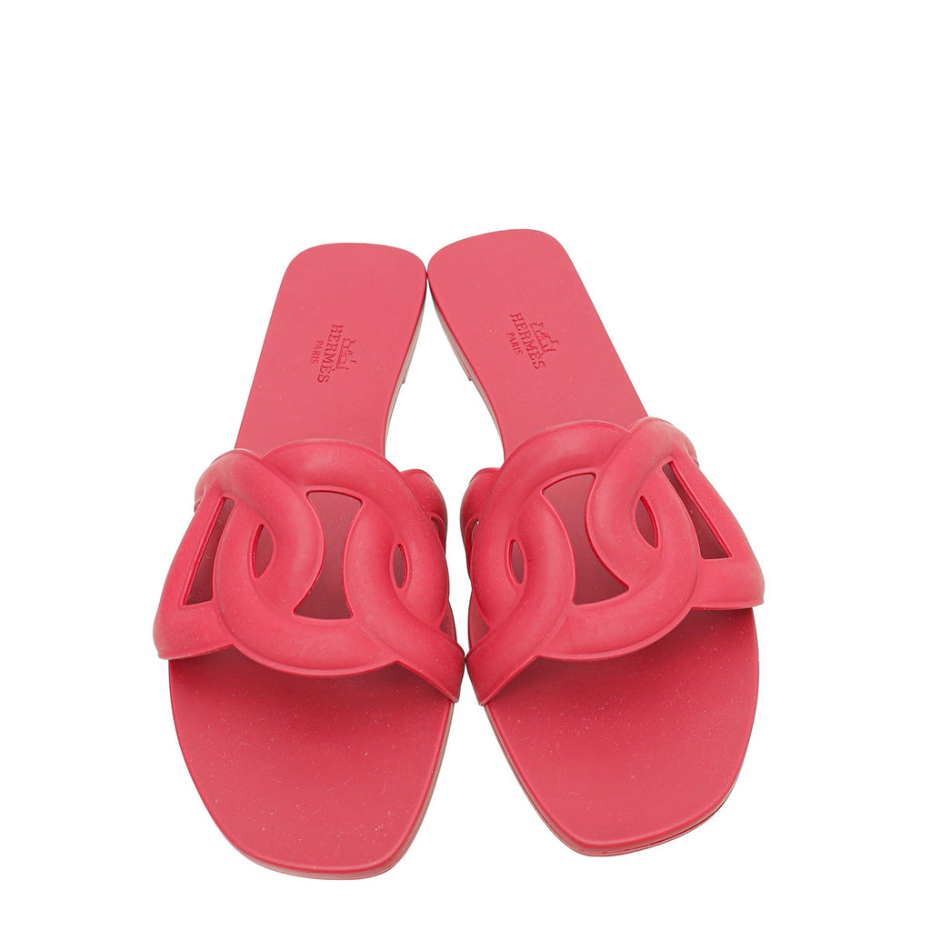 Hermes Rose Baie Rubber Aloha Sandals 39