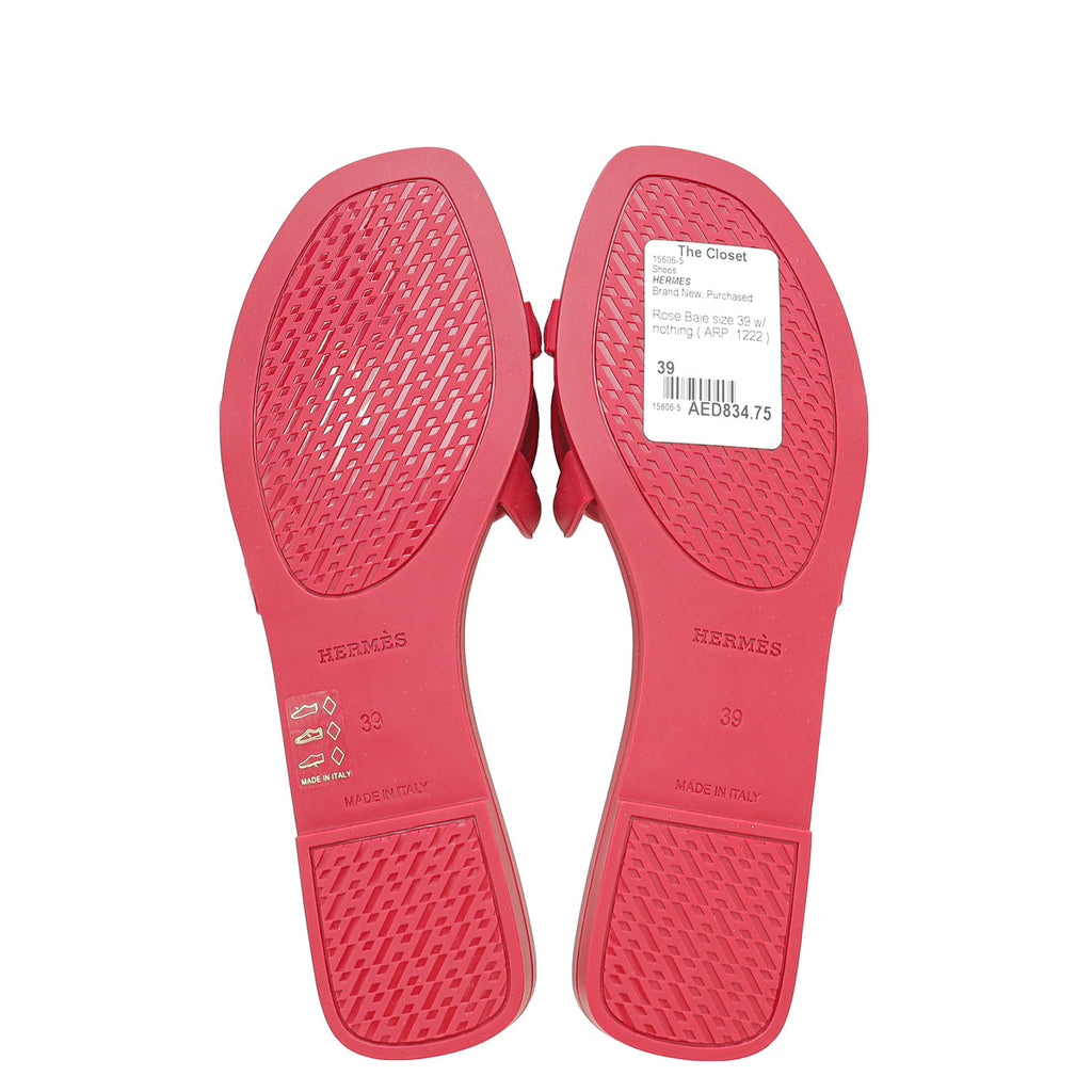 Hermes Rose Baie Rubber Aloha Sandals 39