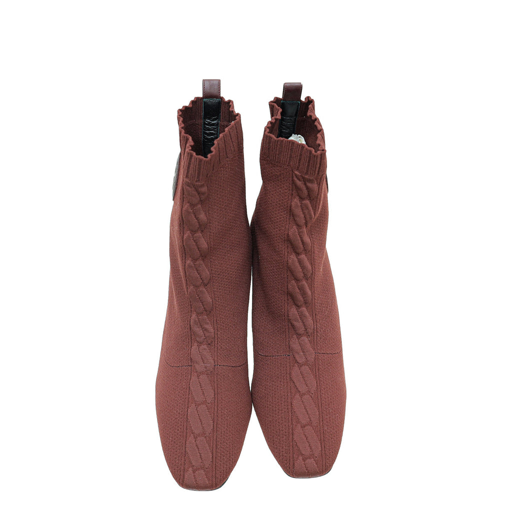 Hermes Rouge H Knit Volver 60 Ankle Boot 39.5