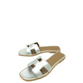 Hermes Gris Argenté Vieilli Metallic Nappa Oran Sandal 39