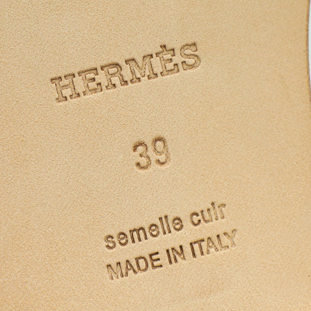 Hermes Gris Argenté Vieilli Metallic Nappa Oran Sandal 39