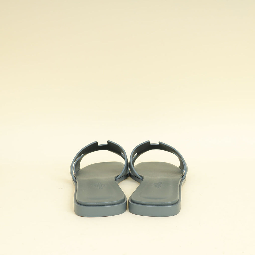 Hermes Gris Antarctique Suede Goatskin Oran Sandal 38