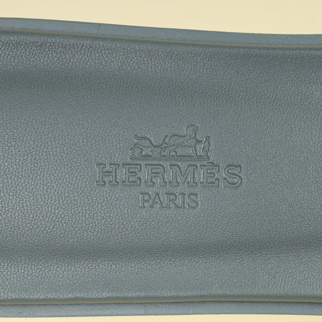 Hermes Gris Antarctique Suede Goatskin Oran Sandal 38