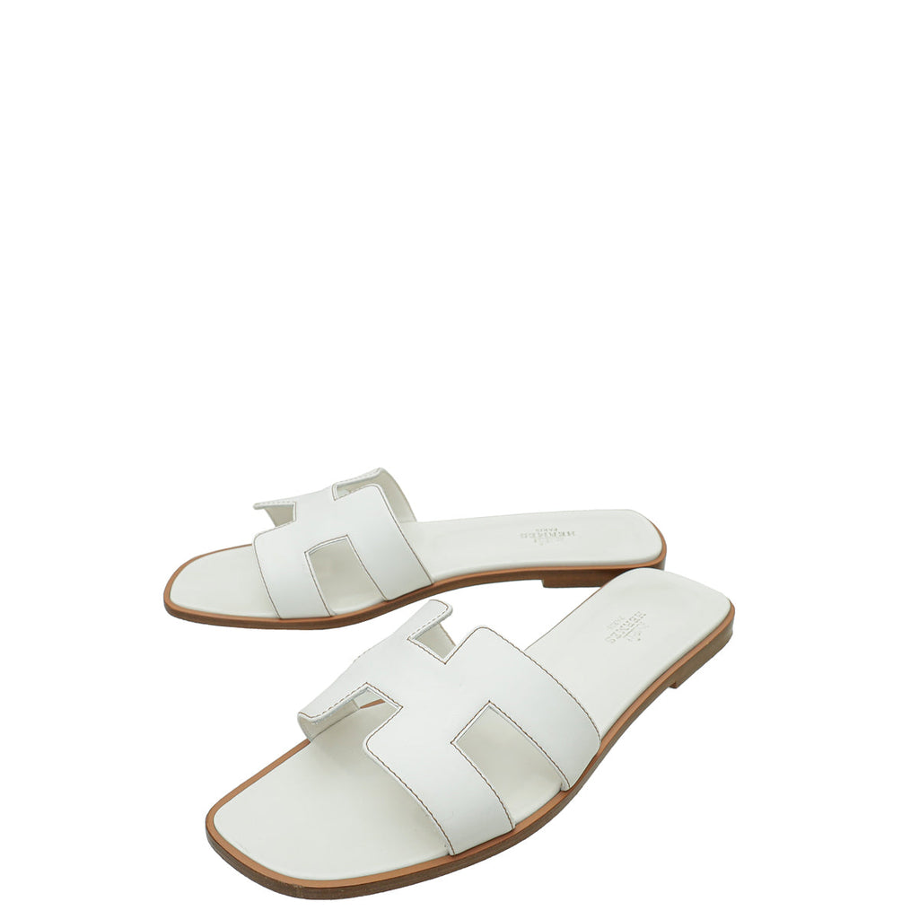 Hermes Blanc Oran Sandal 40.5