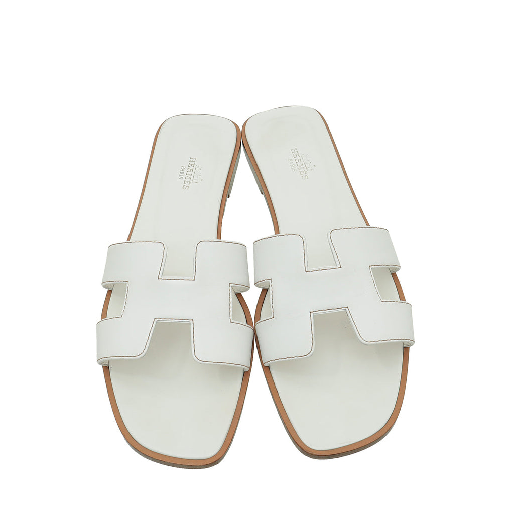 Hermes Blanc Oran Sandal 40.5