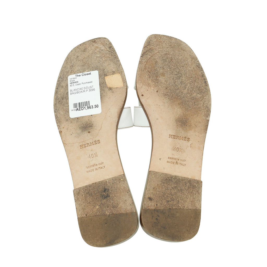 Hermes Blanc Oran Sandal 40.5