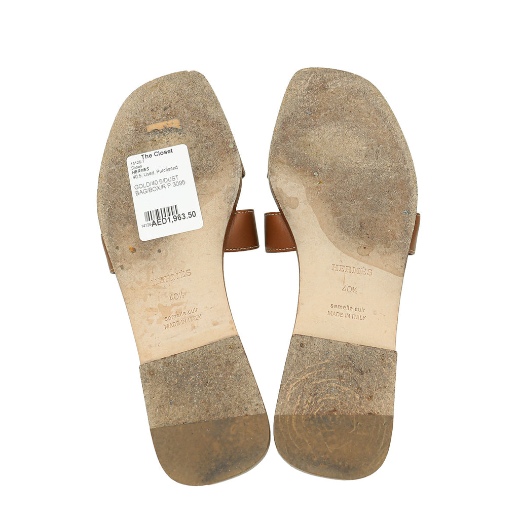 Hermes Gold Oran Sandal 40.5