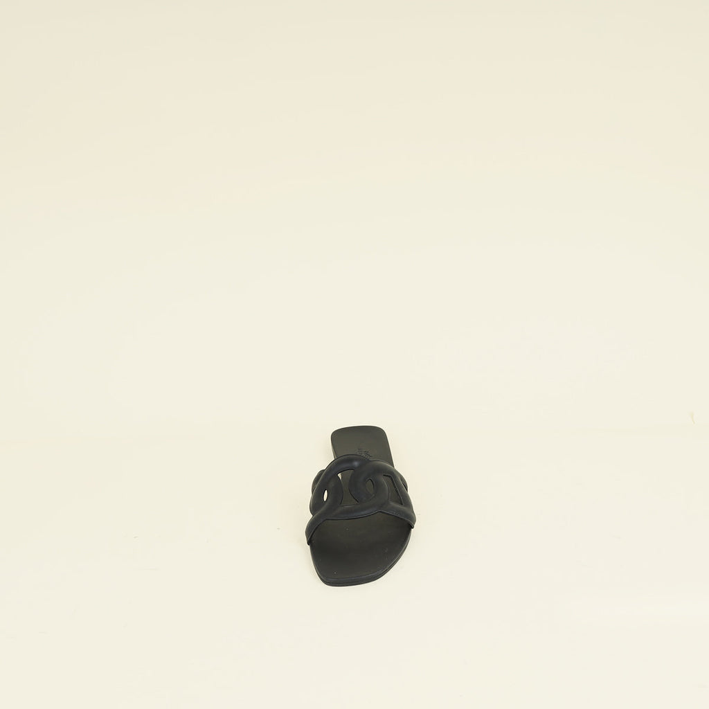 Hermes Noir Aloha Sandals 40