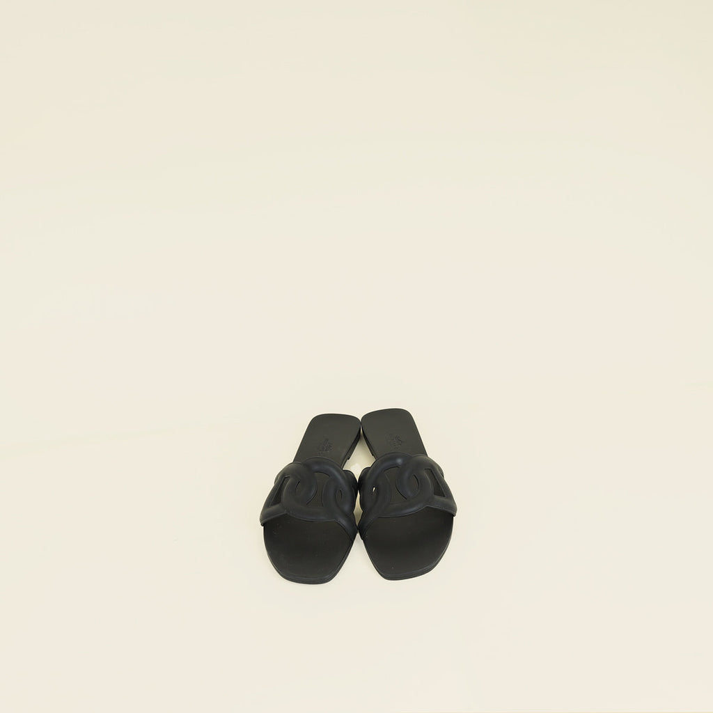 Hermes Noir Aloha Sandals 40
