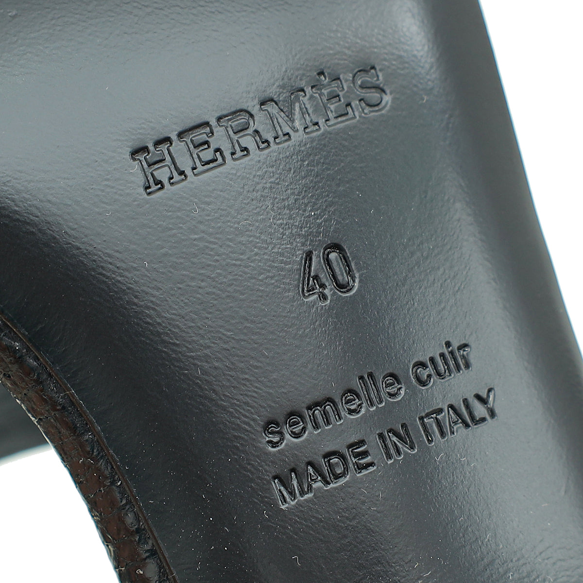 Hermes Noir Lizard Glamour 75 Sandal 40