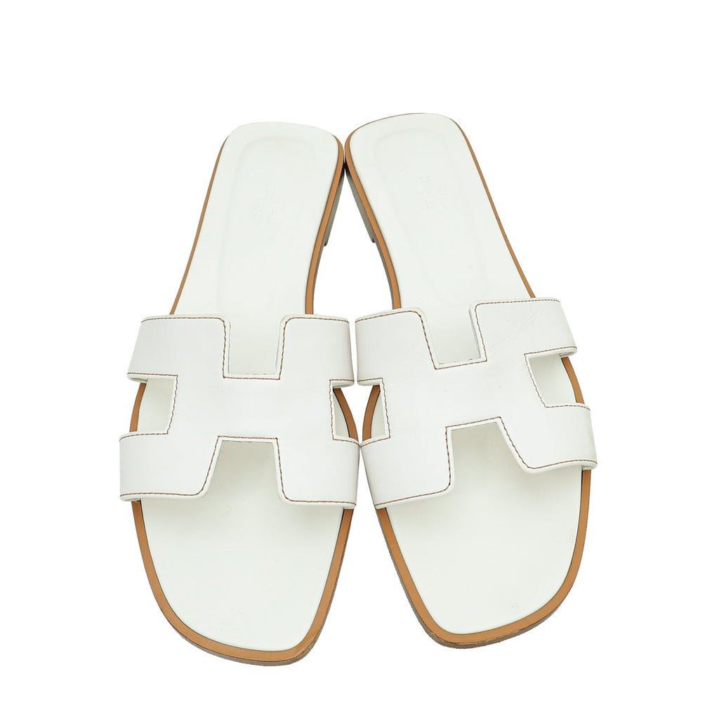 Hermes Blanc Oran Sandal 40