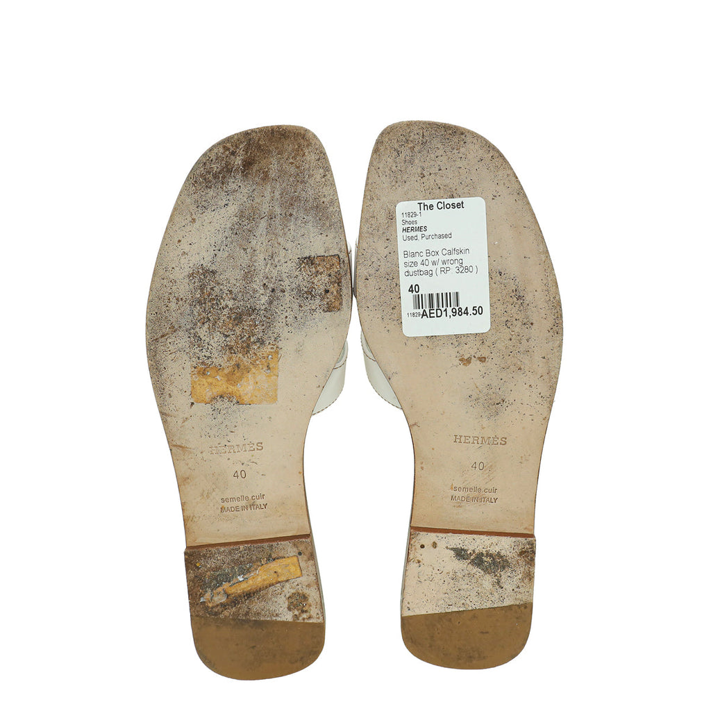 Hermes Blanc Oran Sandal 40