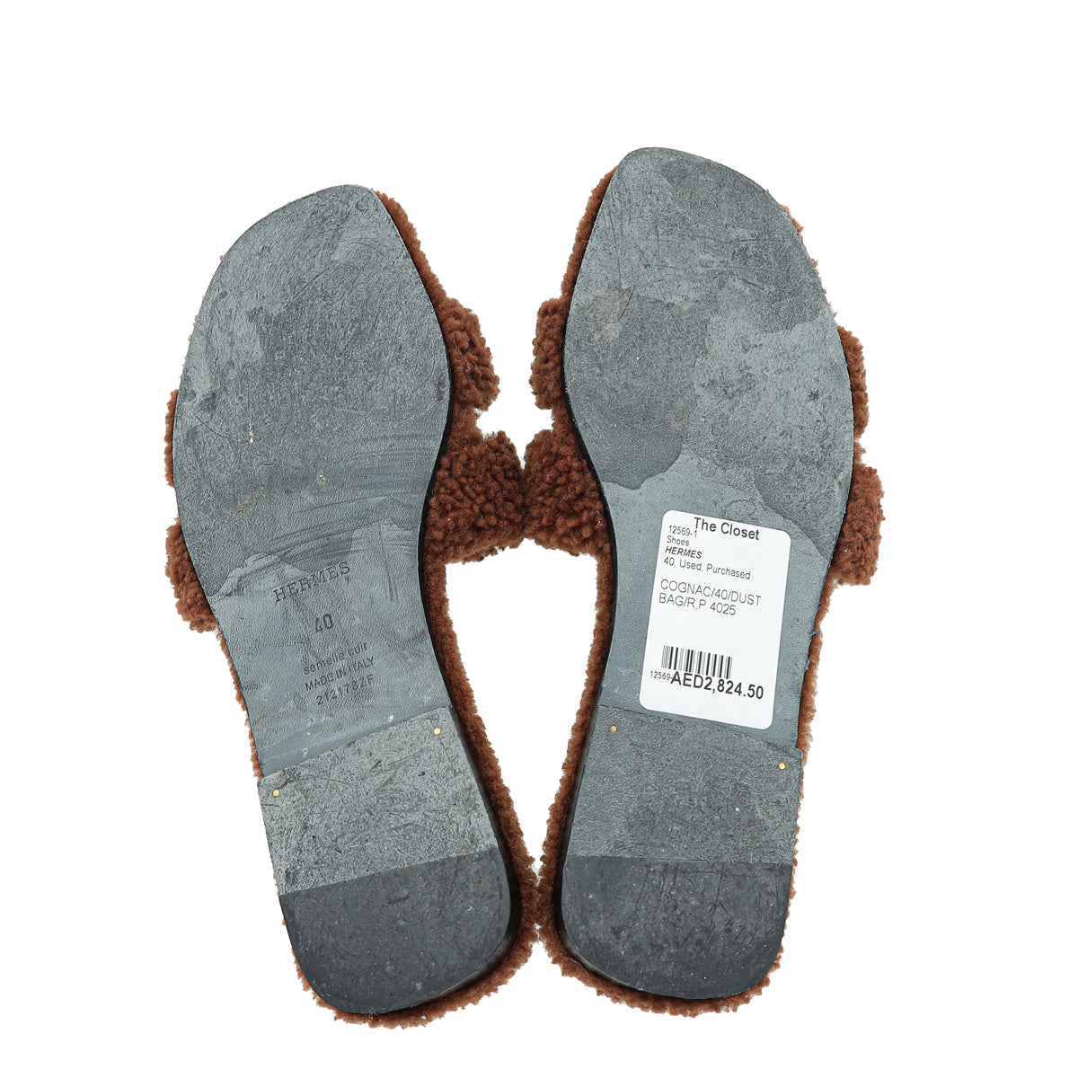 Hermes Cognac Oran Woolskin Sandal 40