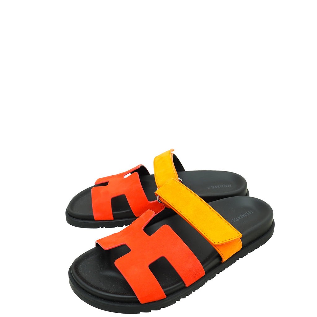 Hermes Bicolor Suede Chypre Sandals 40